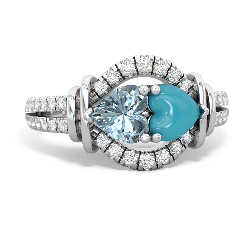 Aquamarine Art-Deco Keepsake 14K White Gold ring R5630