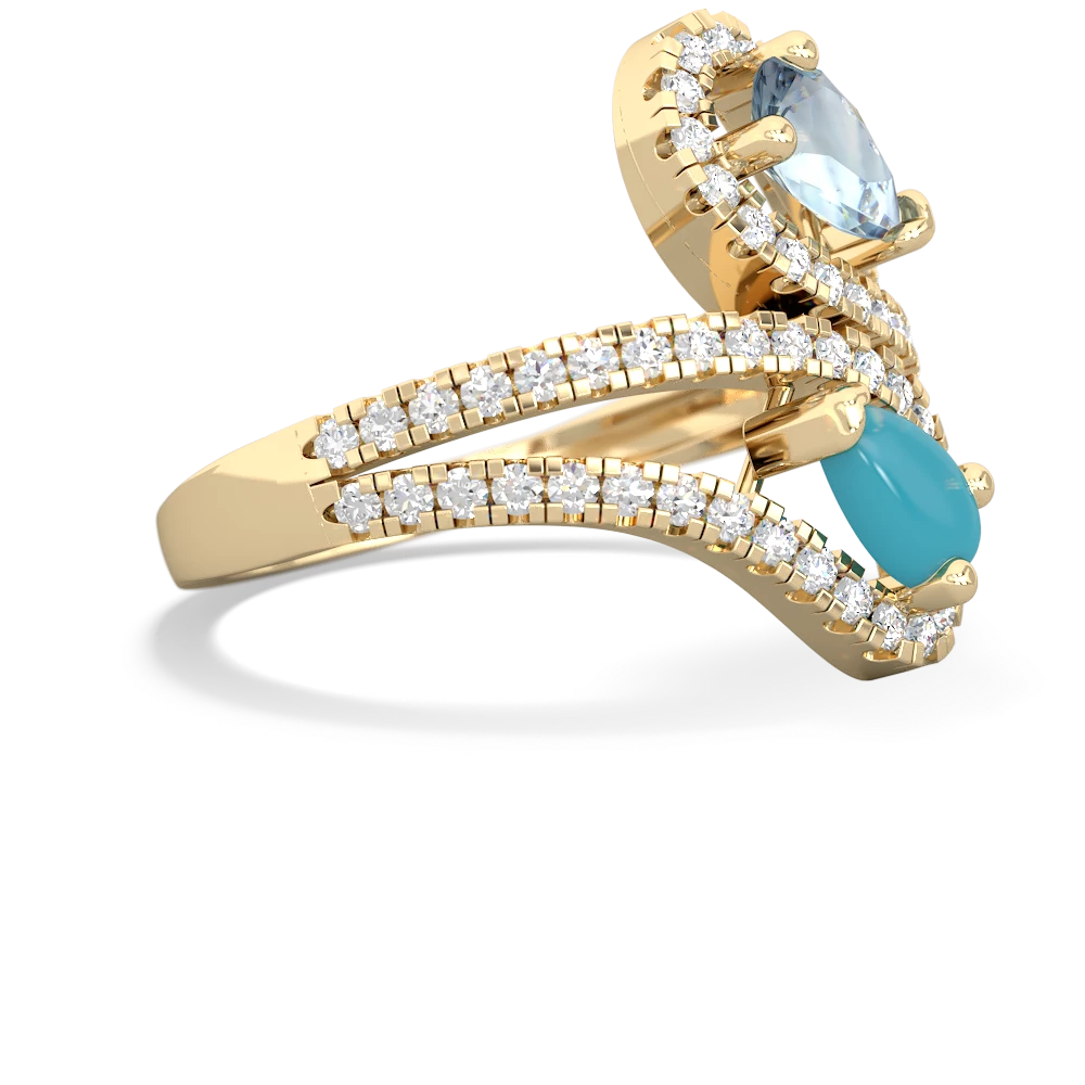 Aquamarine Diamond Dazzler 14K Yellow Gold ring R3000