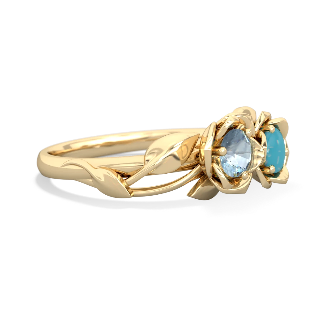 Aquamarine Rose Garden 14K Yellow Gold ring R5510