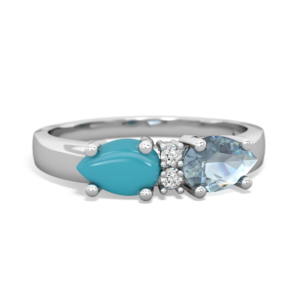 Aquamarine Pear Bowtie 14K White Gold ring R0865