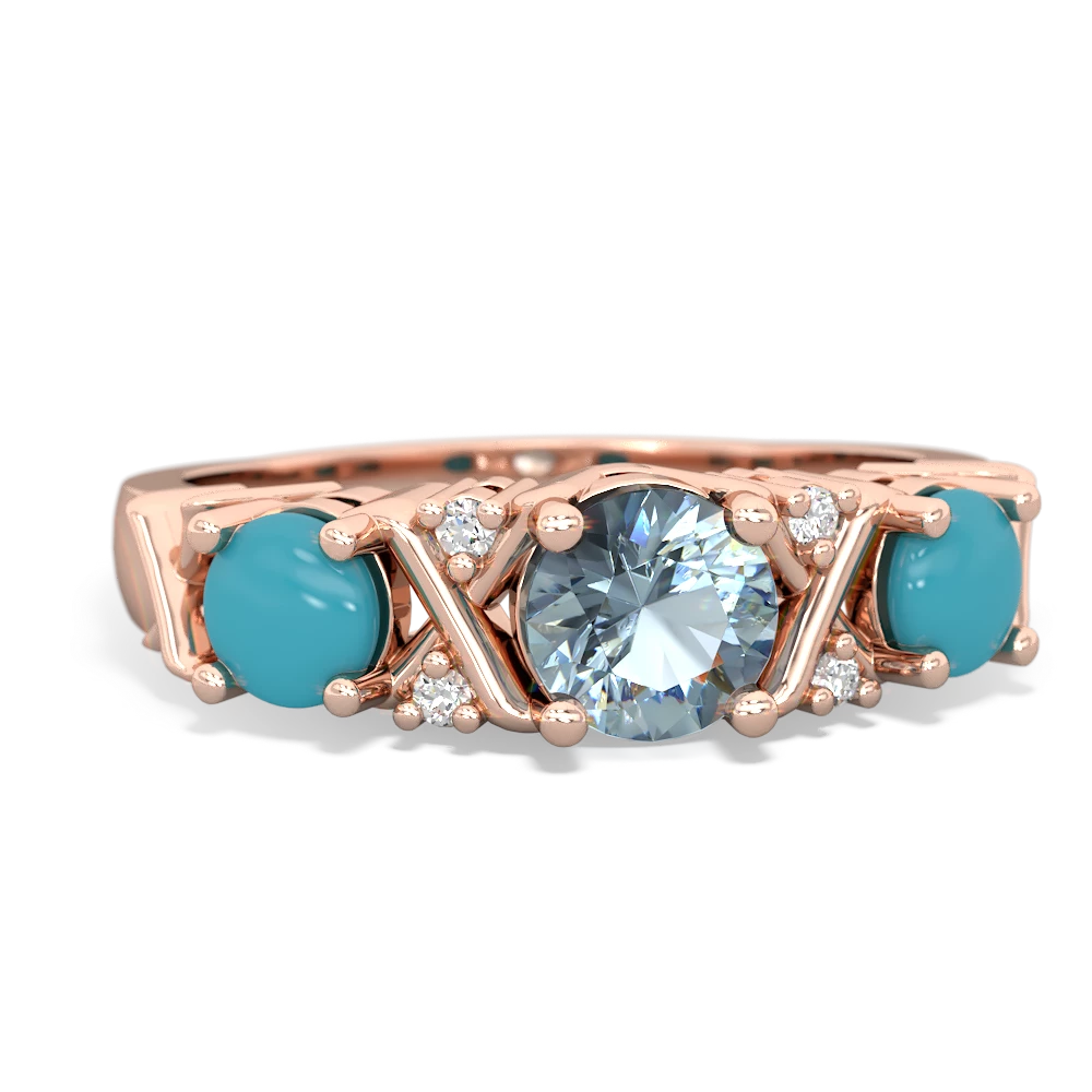 Aquamarine Hugs And Kisses 14K Rose Gold ring R5016