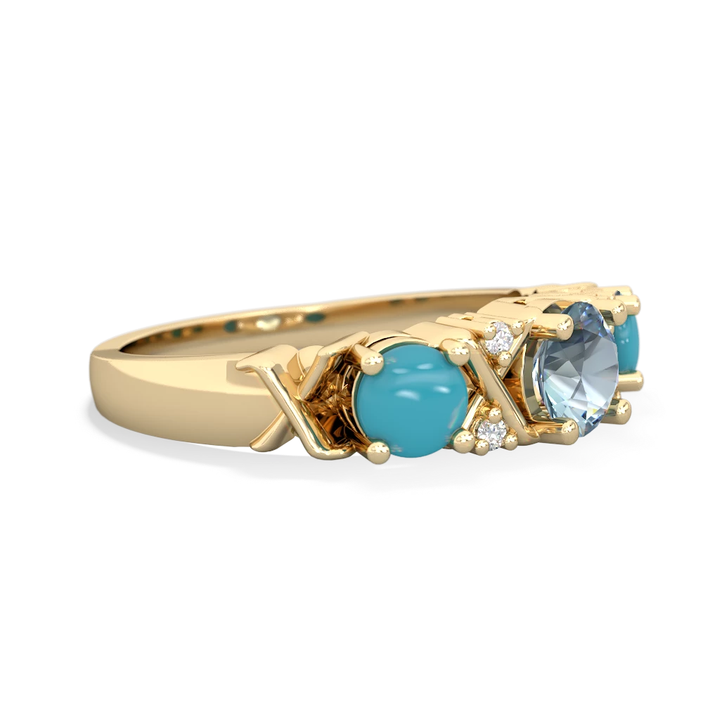 Aquamarine Hugs And Kisses 14K Yellow Gold ring R5016