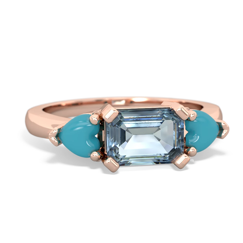 Aquamarine Three Stone 14K Rose Gold ring R5235