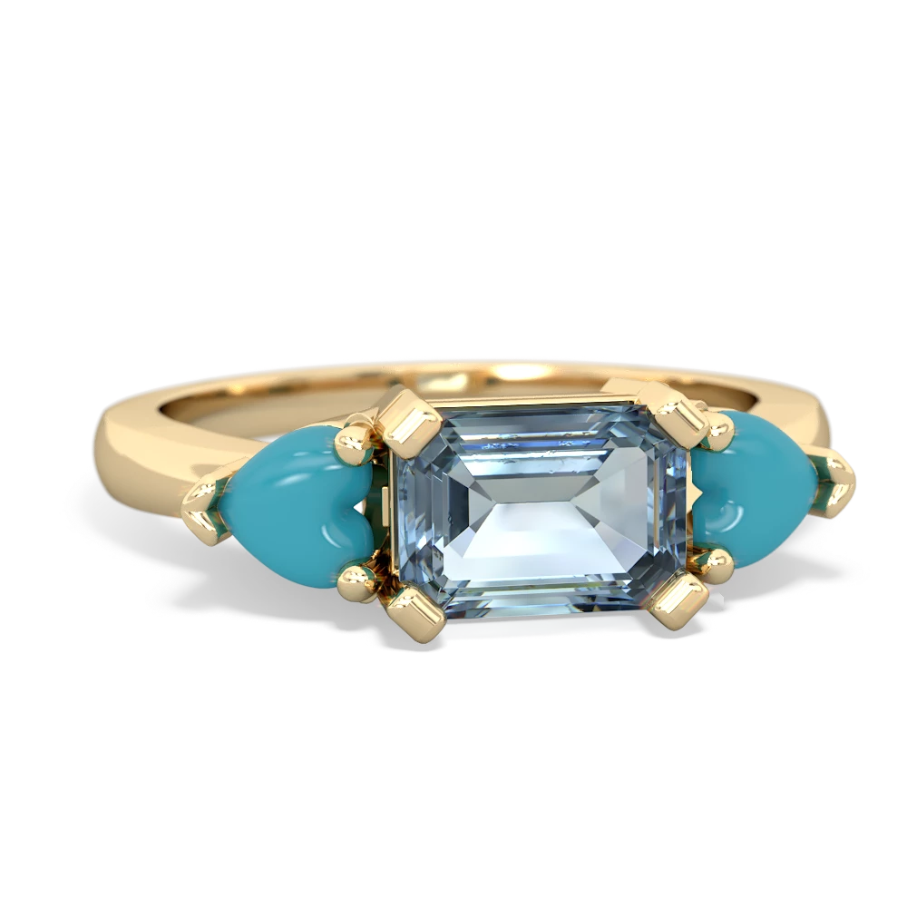 Aquamarine Three Stone 14K Yellow Gold ring R5235