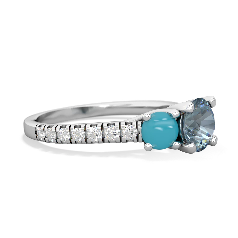 Aquamarine Pave Trellis 14K White Gold ring R5500