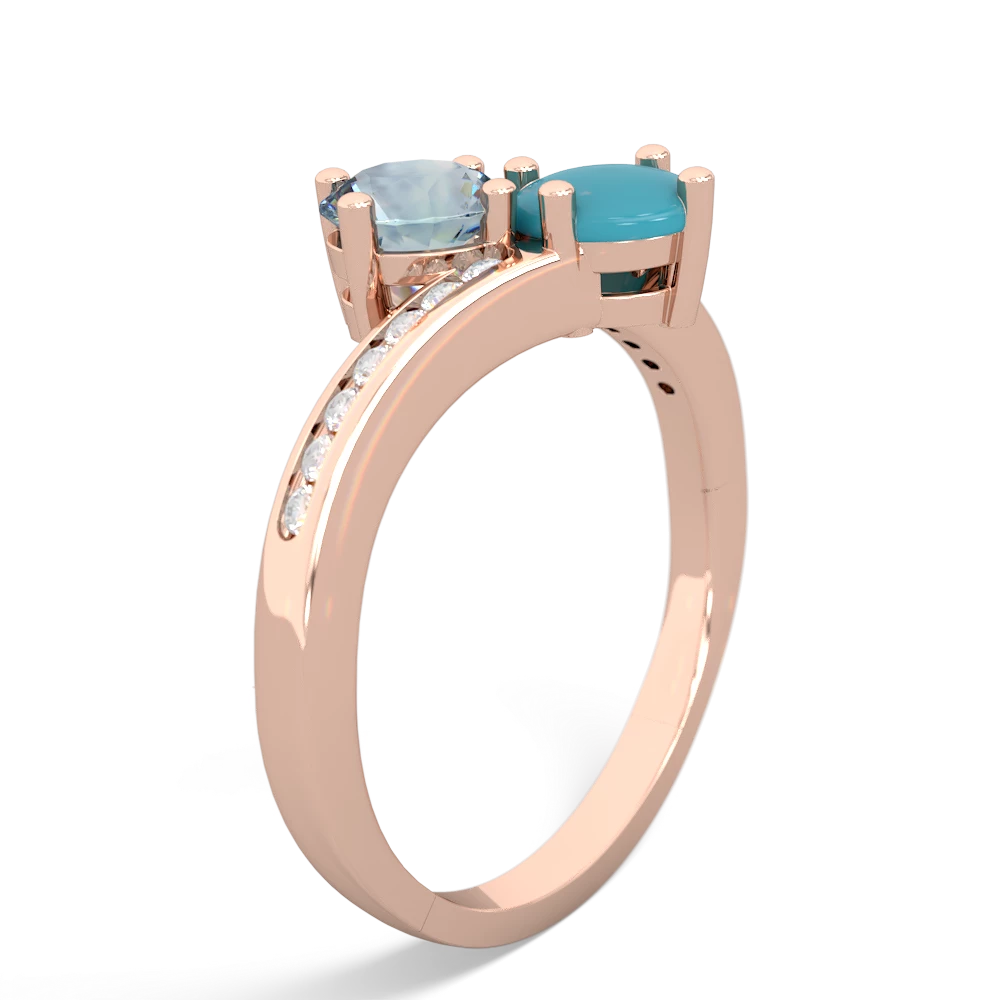 Aquamarine Channel Set Two Stone 14K Rose Gold ring R5303