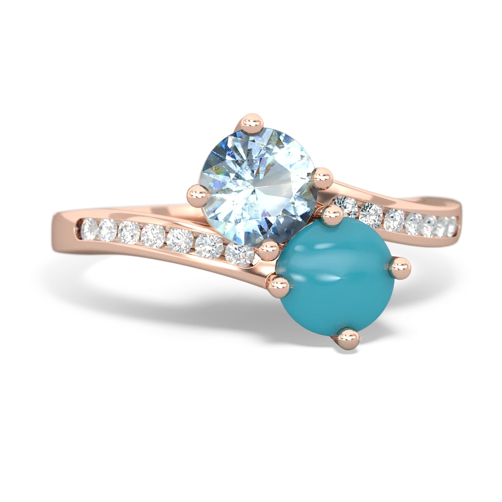 Aquamarine Channel Set Two Stone 14K Rose Gold ring R5303