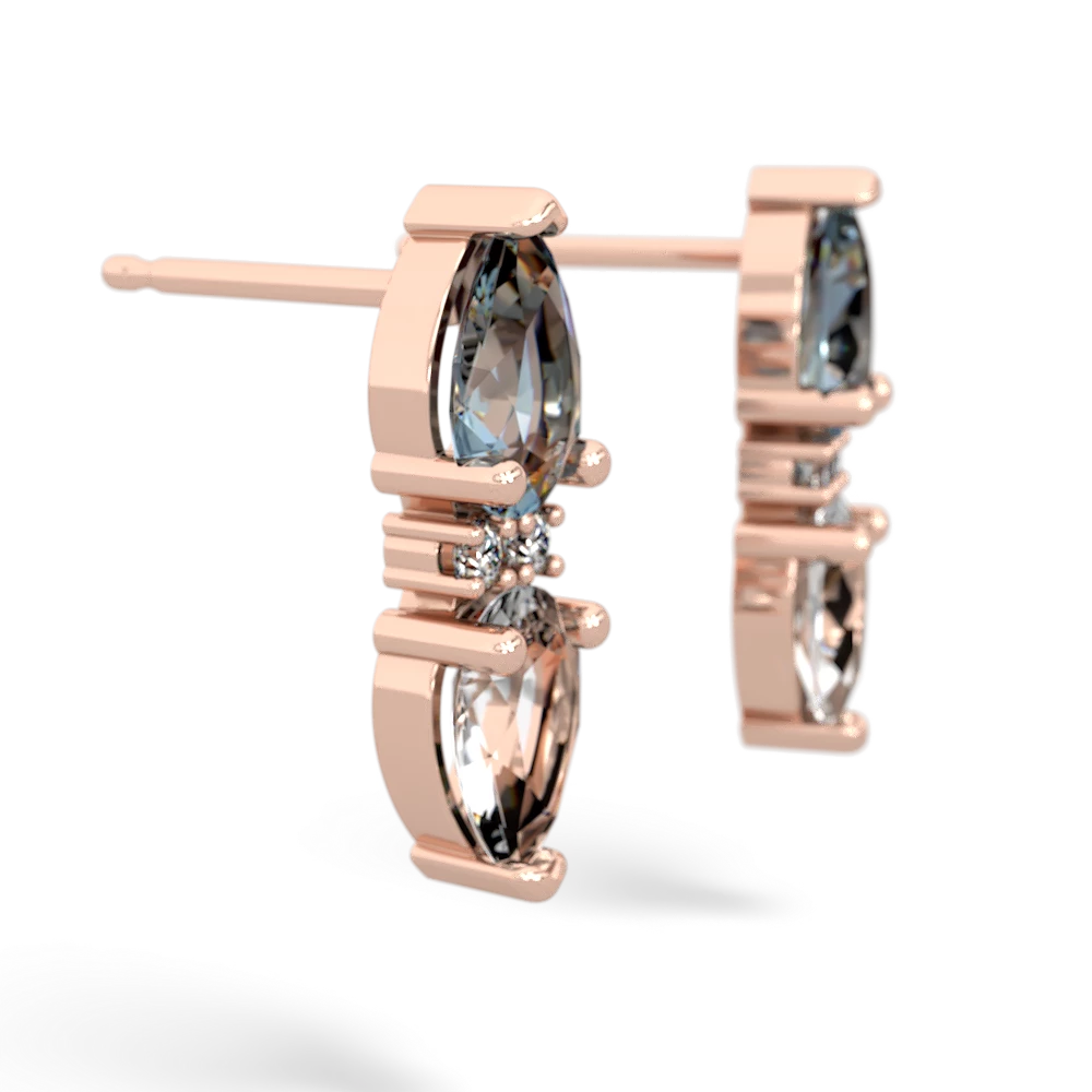 Aquamarine Bowtie Drop 14K Rose Gold earrings E0865