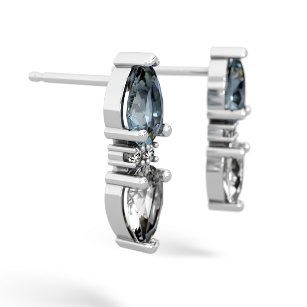 Aquamarine Bowtie Drop 14K White Gold earrings E0865