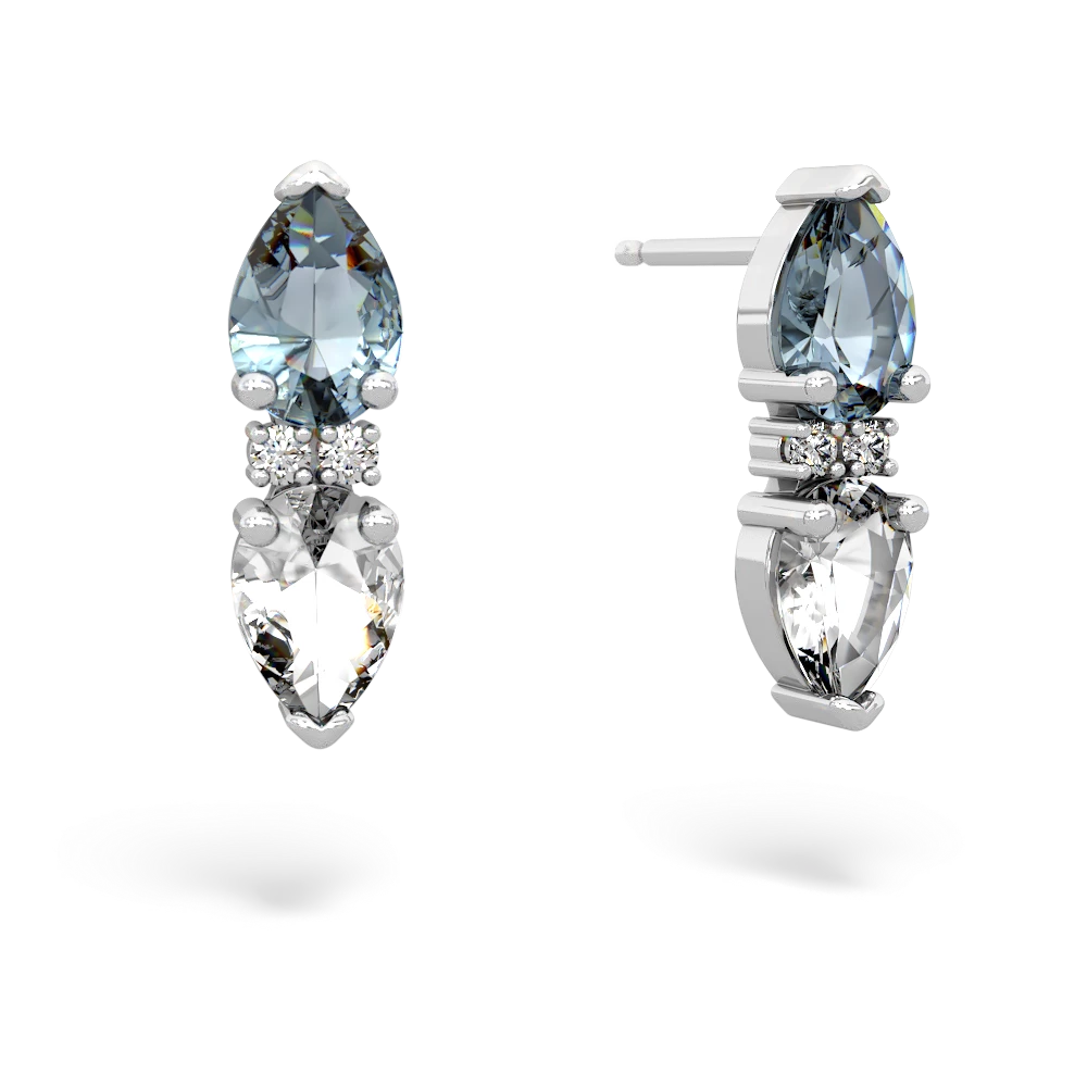 Aquamarine Bowtie Drop 14K White Gold earrings E0865