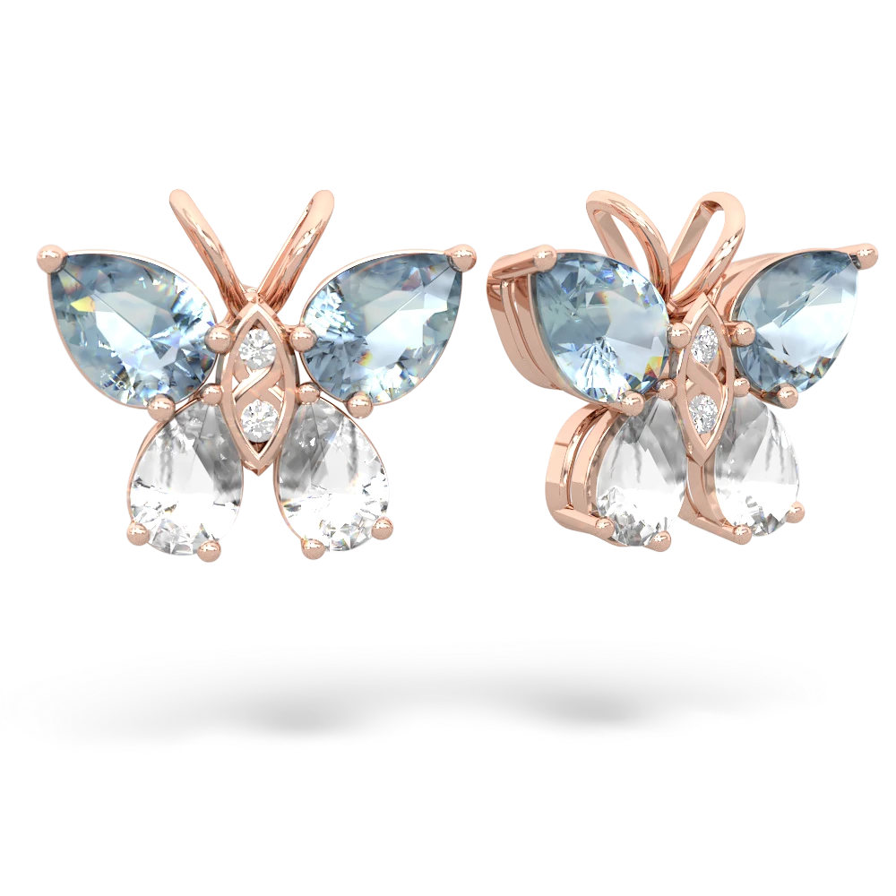 Aquamarine Butterfly 14K Rose Gold earrings E2215