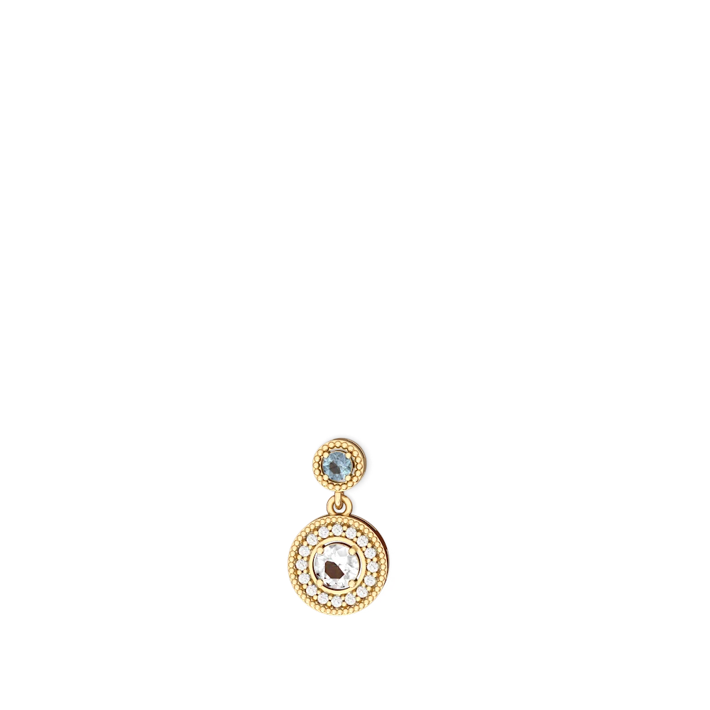 Aquamarine Halo Dangle 14K Yellow Gold earrings E5319