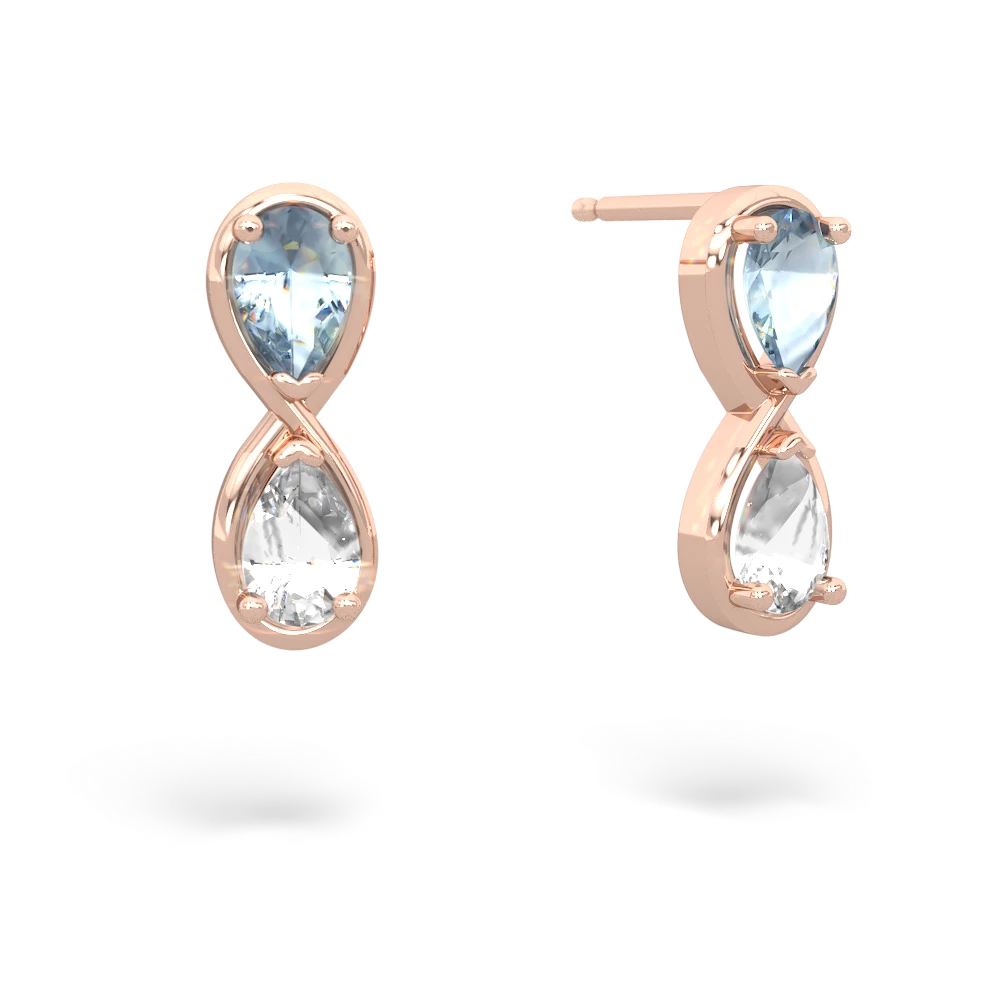 Aquamarine Infinity 14K Rose Gold earrings E5050