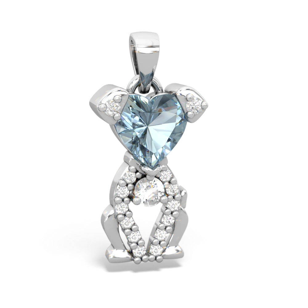 Aquamarine Puppy Love 14K White Gold pendant P5800