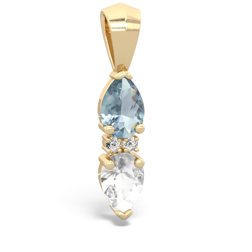 Aquamarine Bowtie Drop 14K Yellow Gold pendant P0865