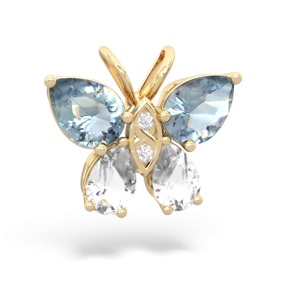 Aquamarine Butterfly 14K Yellow Gold pendant P2215