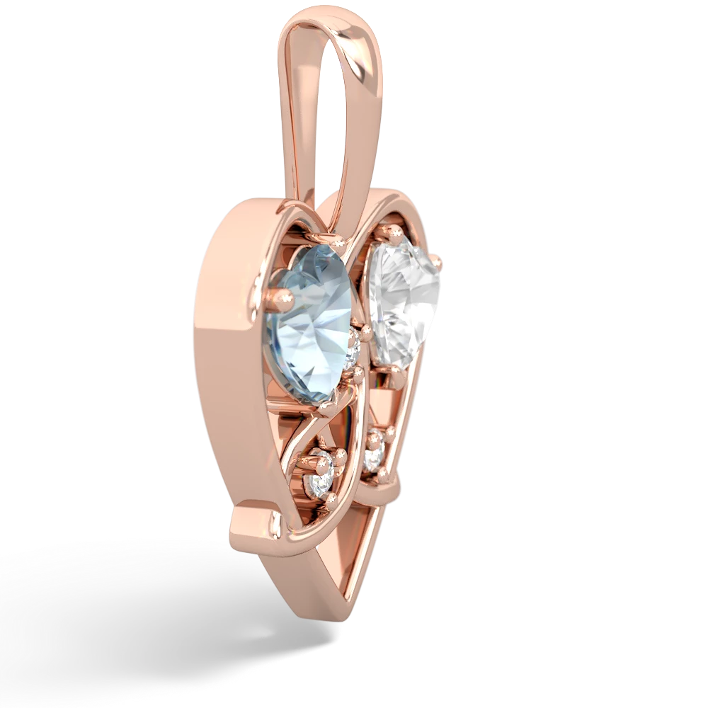 Aquamarine Celtic Trinity Heart 14K Rose Gold pendant P5331