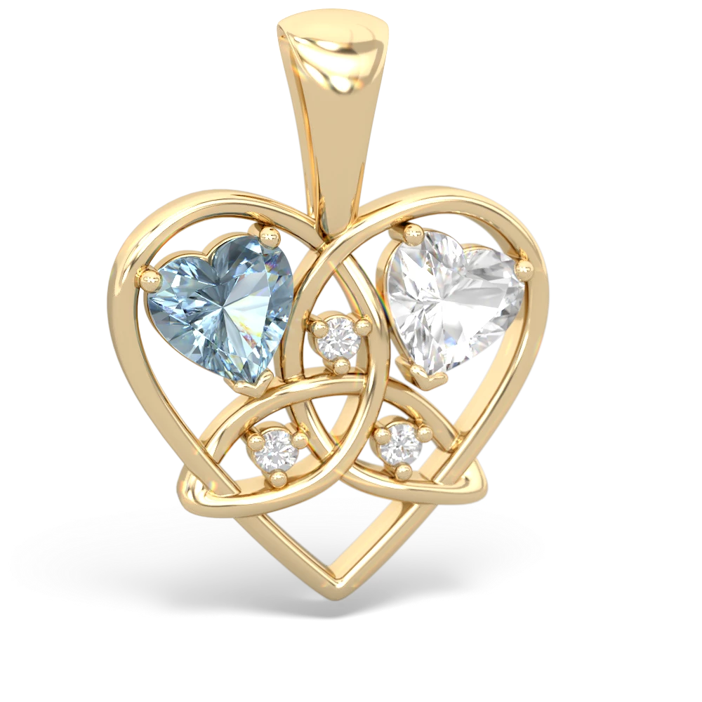 Aquamarine Celtic Trinity Heart 14K Yellow Gold pendant P5331