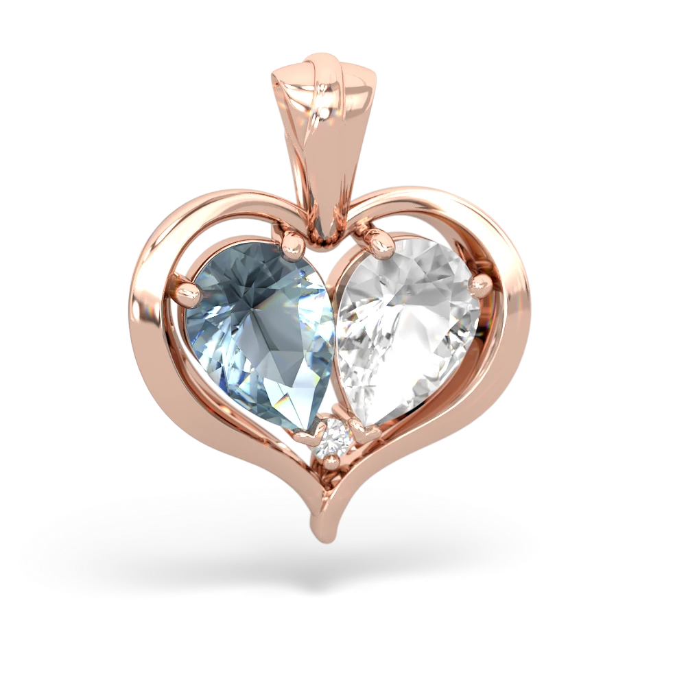 Aquamarine Two Become One 14K Rose Gold pendant P5330