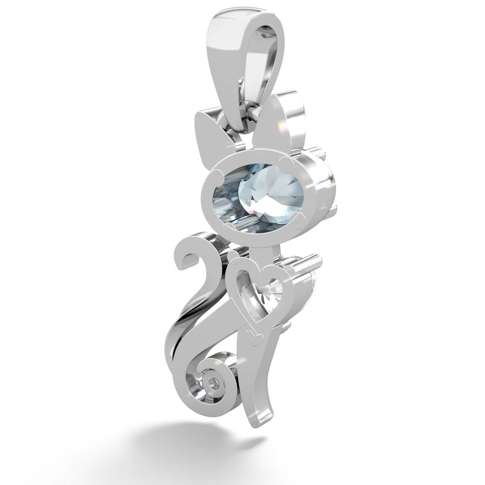 Aquamarine Kitten 14K White Gold pendant P5780