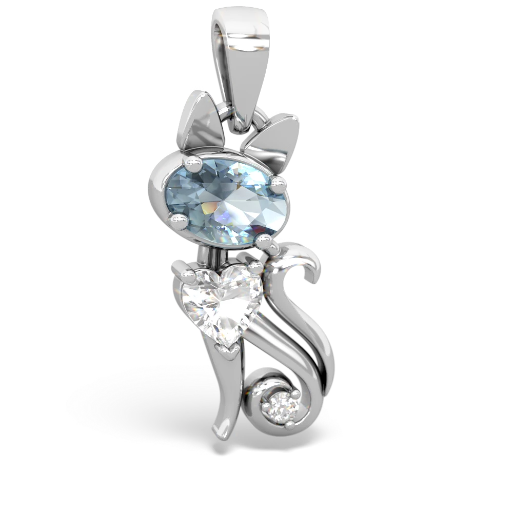 Aquamarine Kitten 14K White Gold pendant P5780