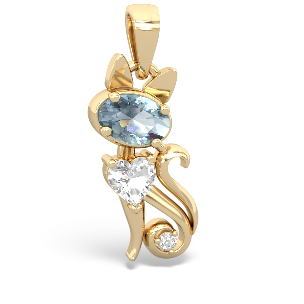 Aquamarine Kitten 14K Yellow Gold pendant P5780