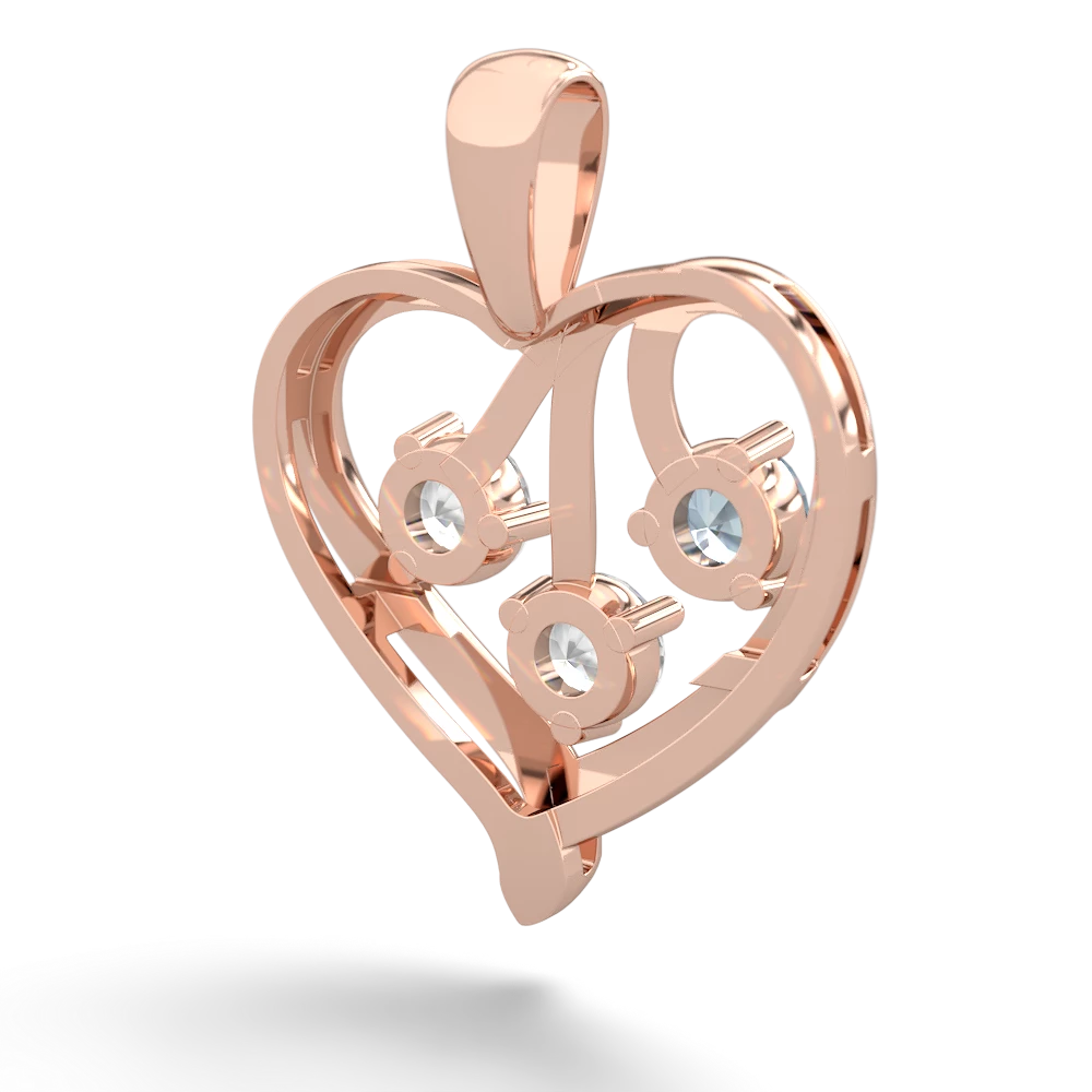 Aquamarine Glowing Heart 14K Rose Gold pendant P2233