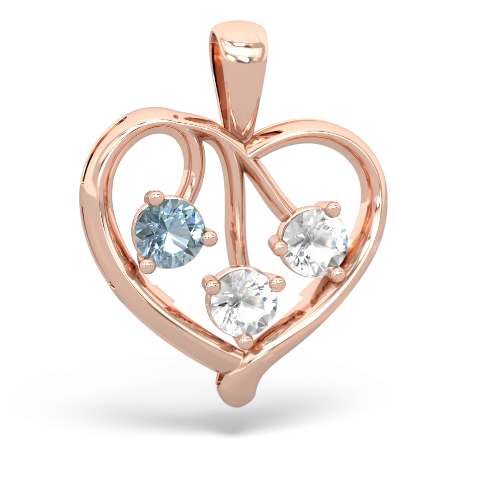 Aquamarine Glowing Heart 14K Rose Gold pendant P2233