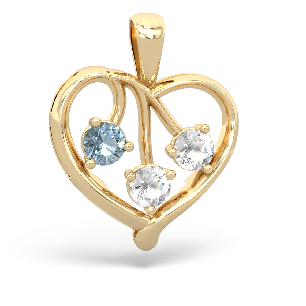 Aquamarine Glowing Heart 14K Yellow Gold pendant P2233