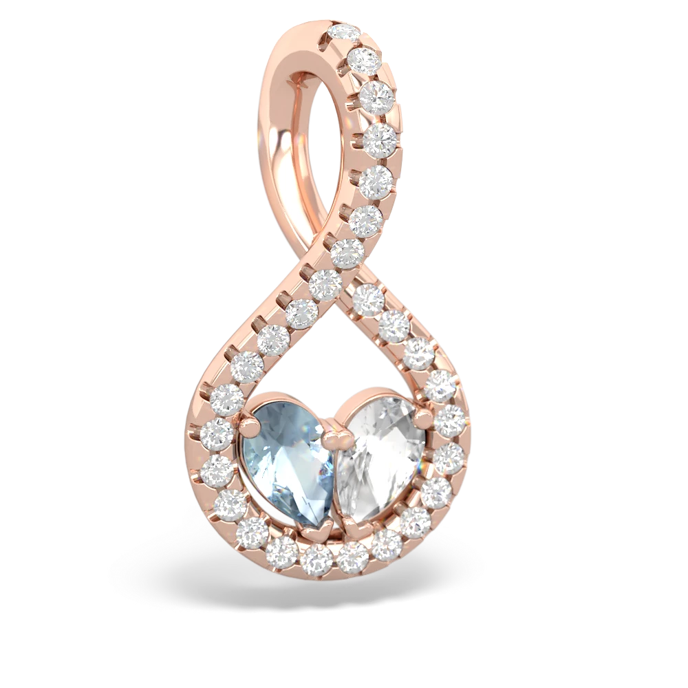 Aquamarine Pave Twist 'One Heart' 14K Rose Gold pendant P5360