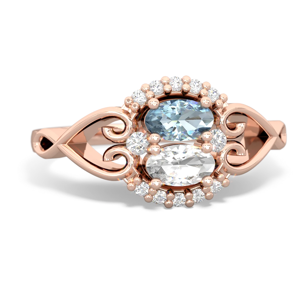 Aquamarine Love Nest 14K Rose Gold ring R5860