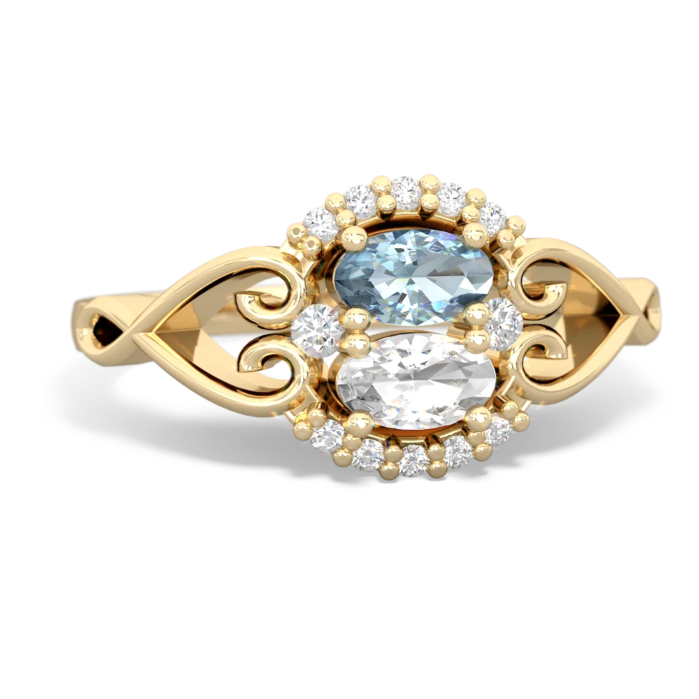 Aquamarine Love Nest 14K Yellow Gold ring R5860