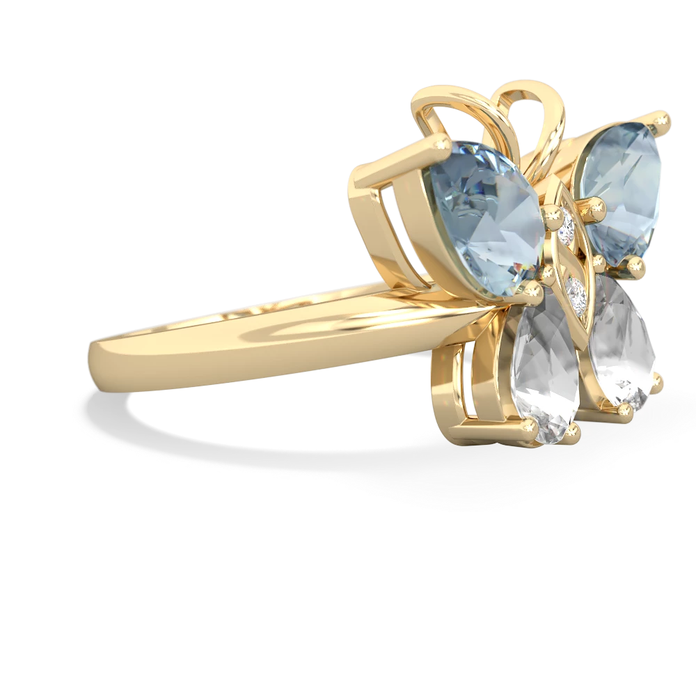 Aquamarine Butterfly 14K Yellow Gold ring R2215