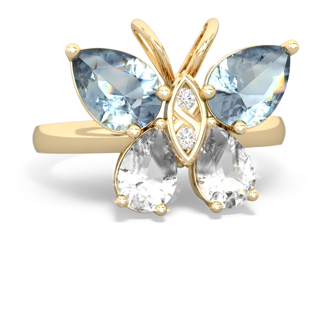 Aquamarine Butterfly 14K Yellow Gold ring R2215