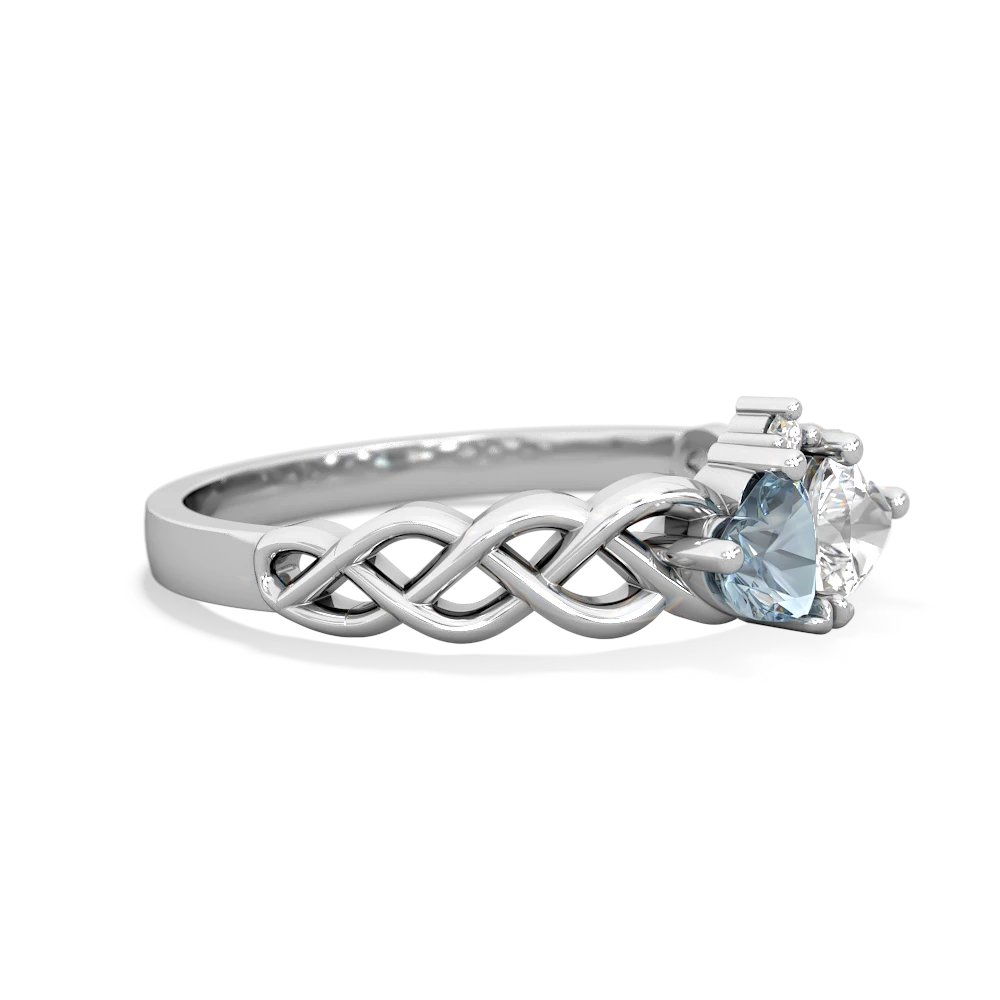 Aquamarine Heart To Heart Braid 14K White Gold ring R5870