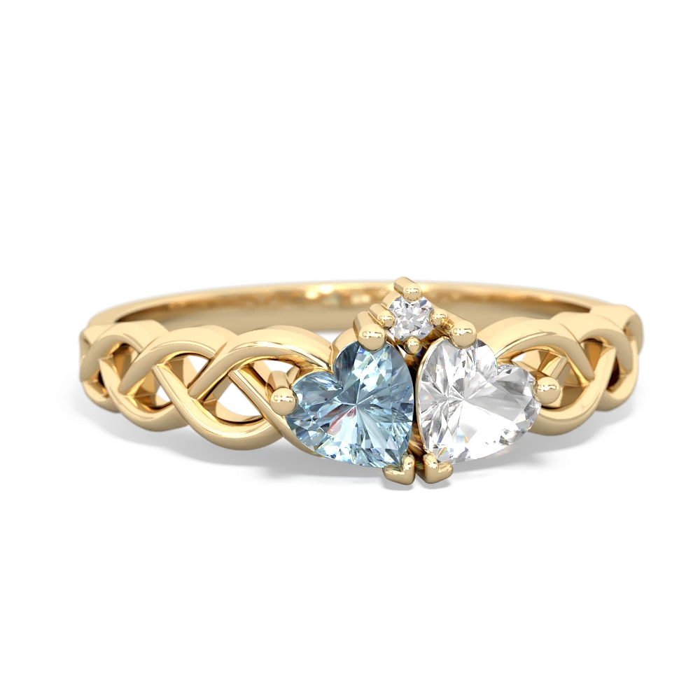 Aquamarine Heart To Heart Braid 14K Yellow Gold ring R5870