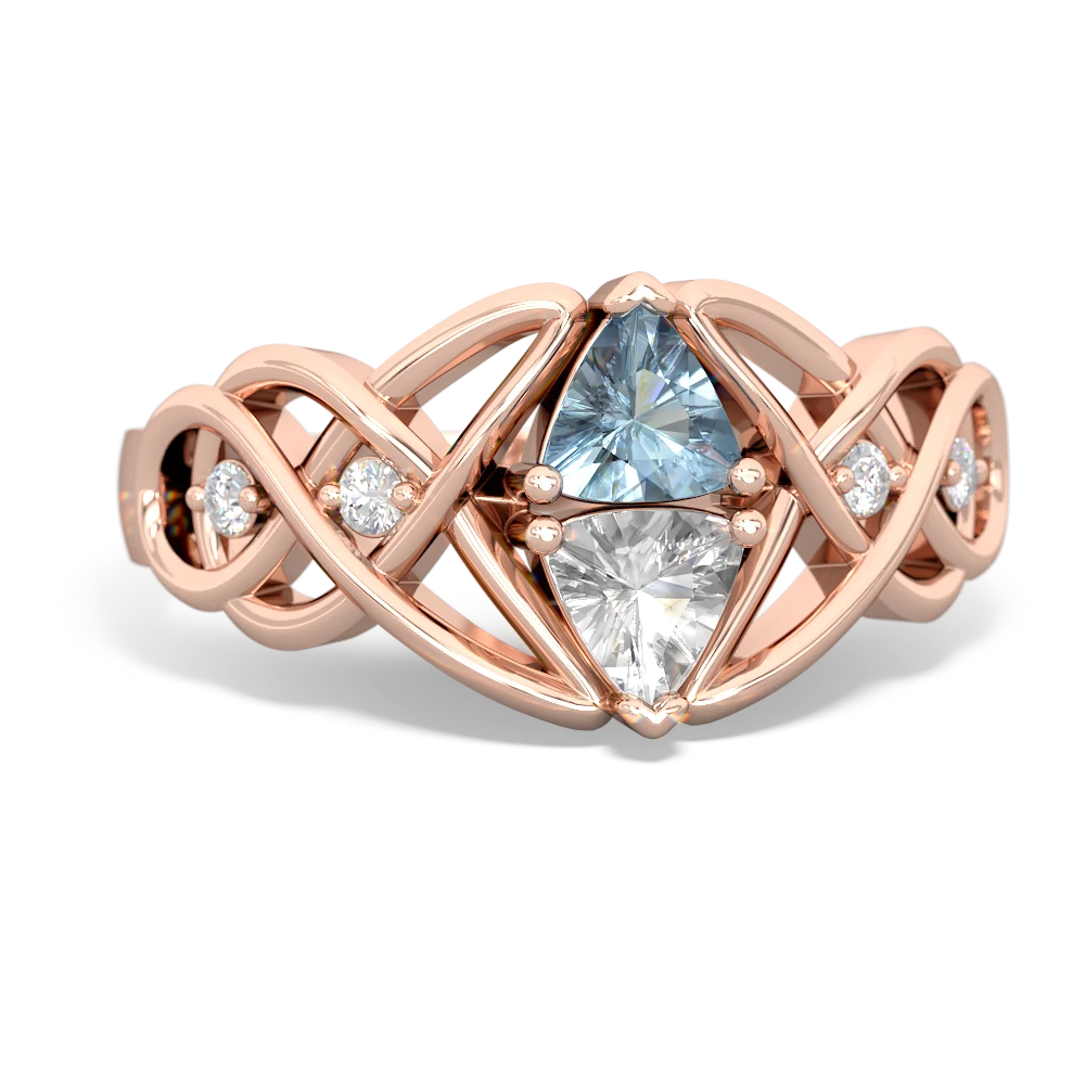 Aquamarine Keepsake Celtic Knot 14K Rose Gold ring R5300