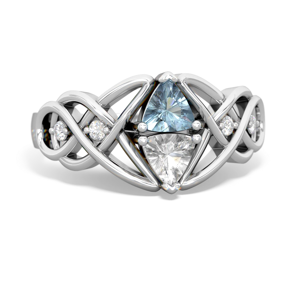 Aquamarine Keepsake Celtic Knot 14K White Gold ring R5300