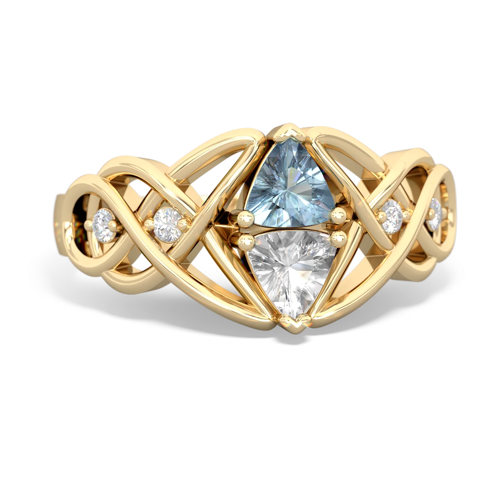 Aquamarine Keepsake Celtic Knot 14K Yellow Gold ring R5300