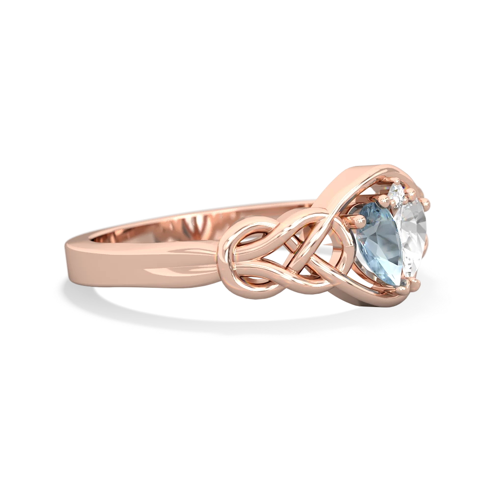 Aquamarine Celtic Love Knot 14K Rose Gold ring R5420