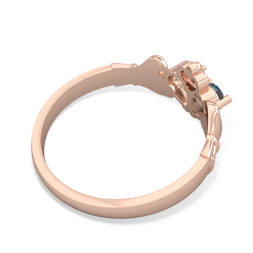 Aquamarine 'Our Heart' Claddagh 14K Rose Gold ring R2388