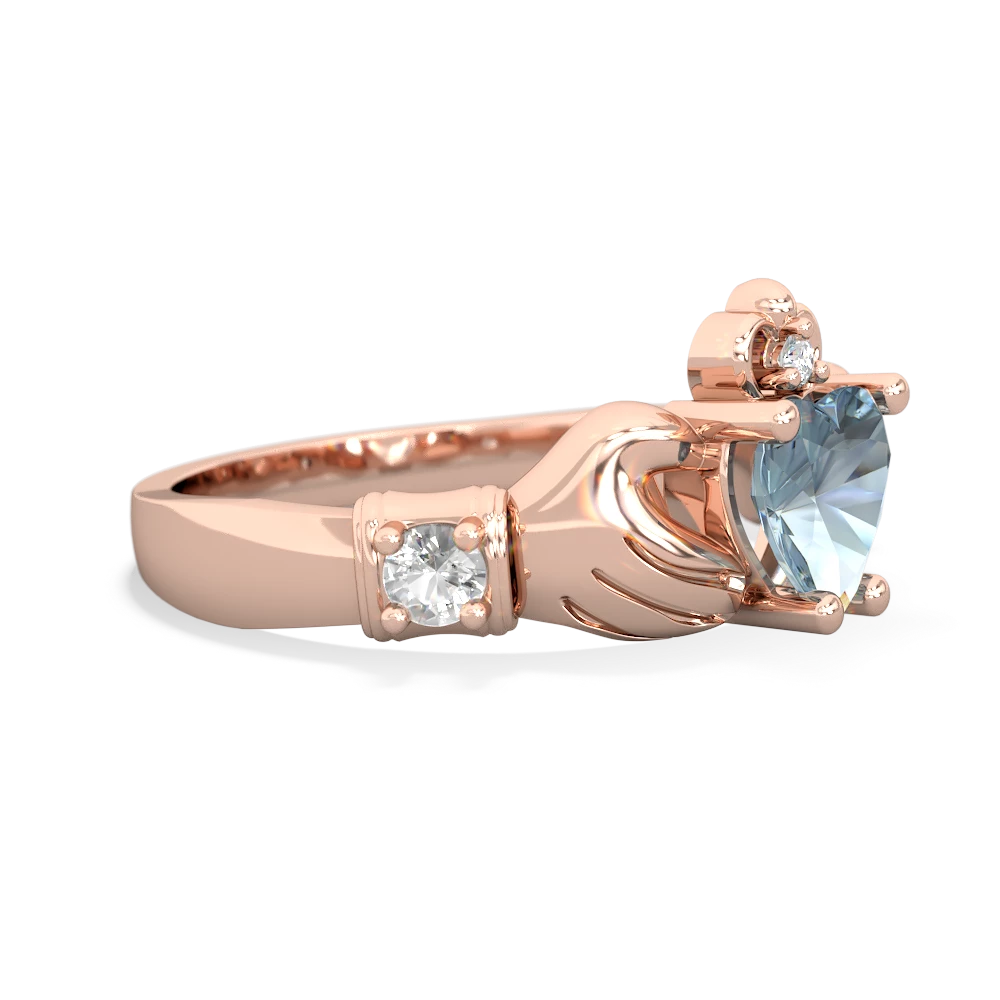 Aquamarine Claddagh Keepsake 14K Rose Gold ring R5245