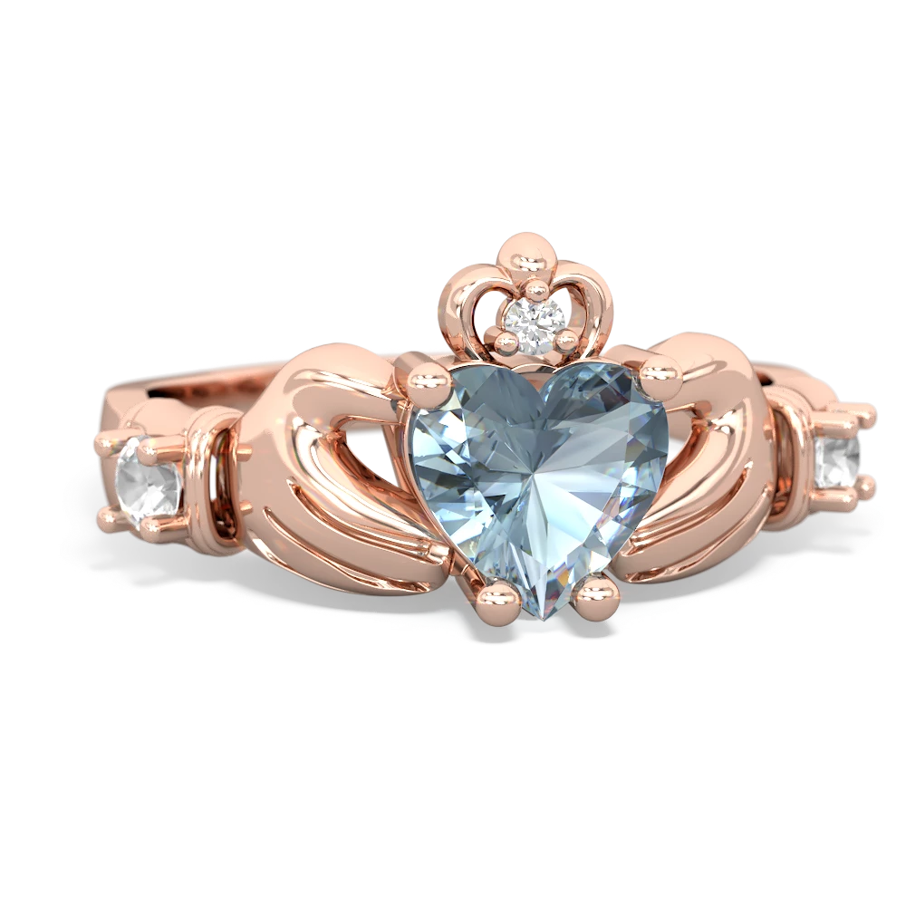 Aquamarine Claddagh Keepsake 14K Rose Gold ring R5245