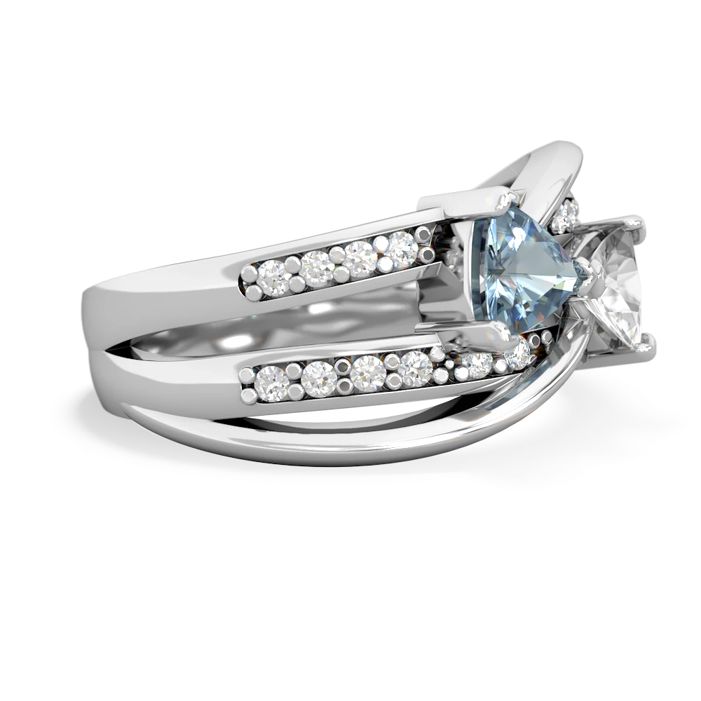 Aquamarine Bowtie 14K White Gold ring R2360