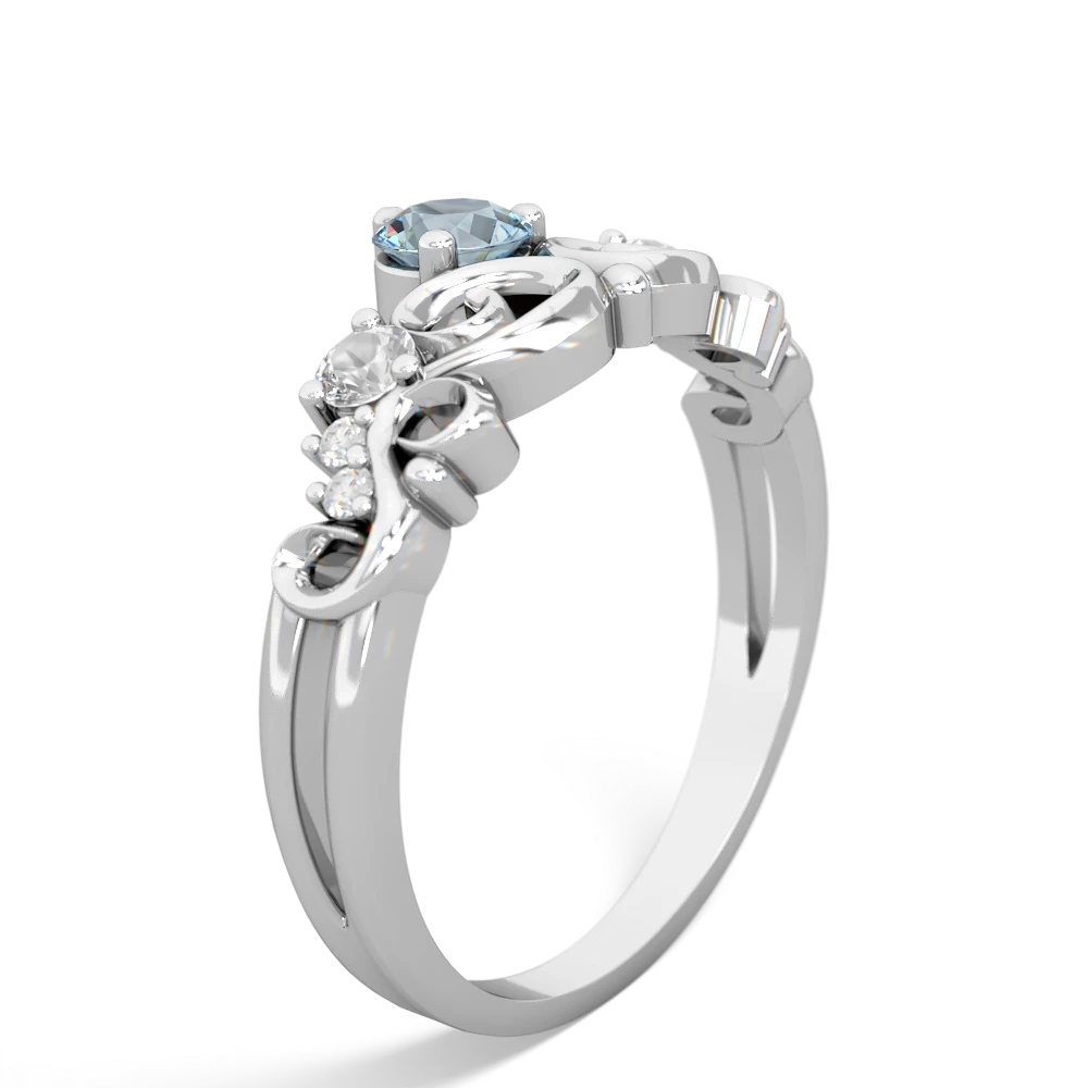 Aquamarine Crown Keepsake 14K White Gold ring R5740