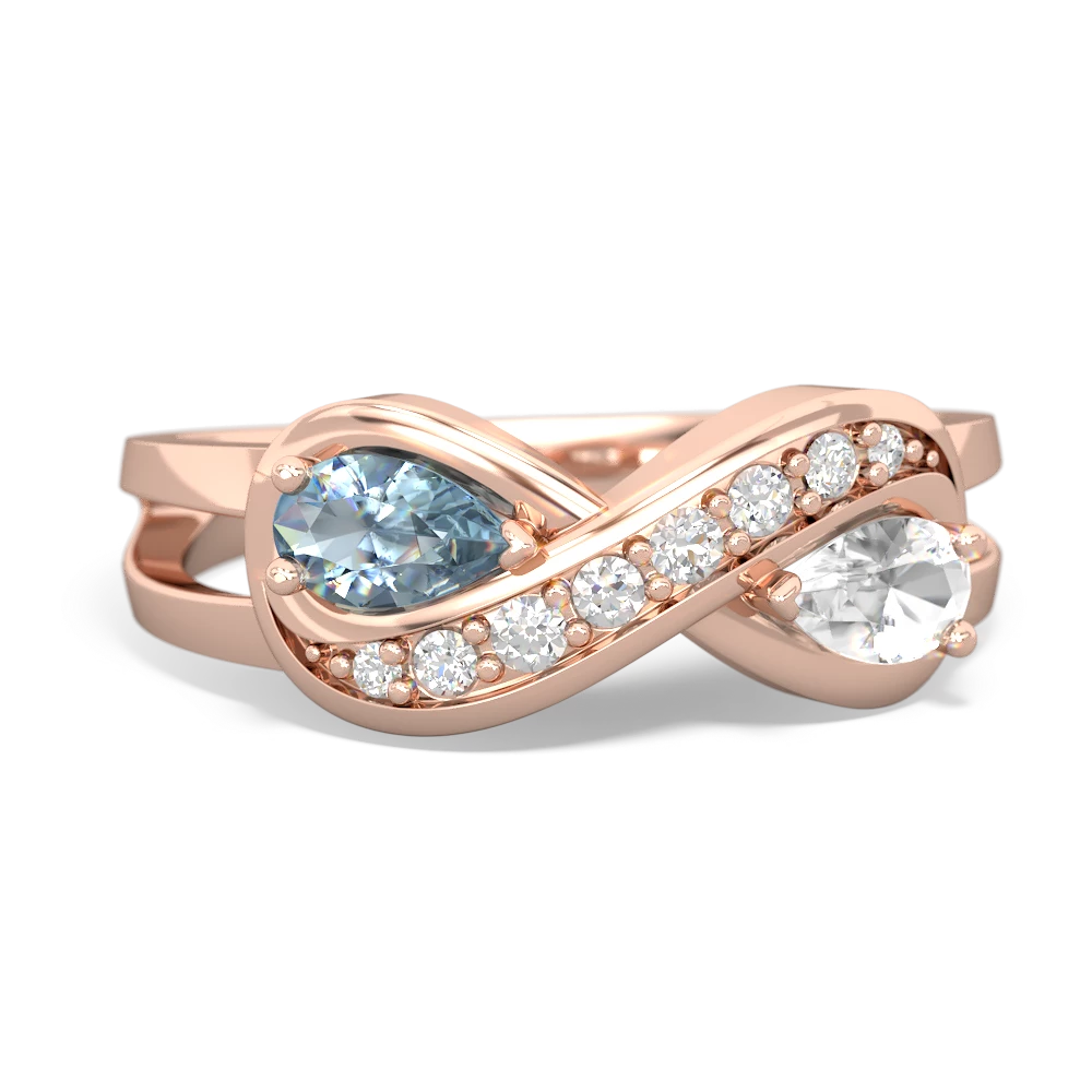 Aquamarine Diamond Infinity 14K Rose Gold ring R5390