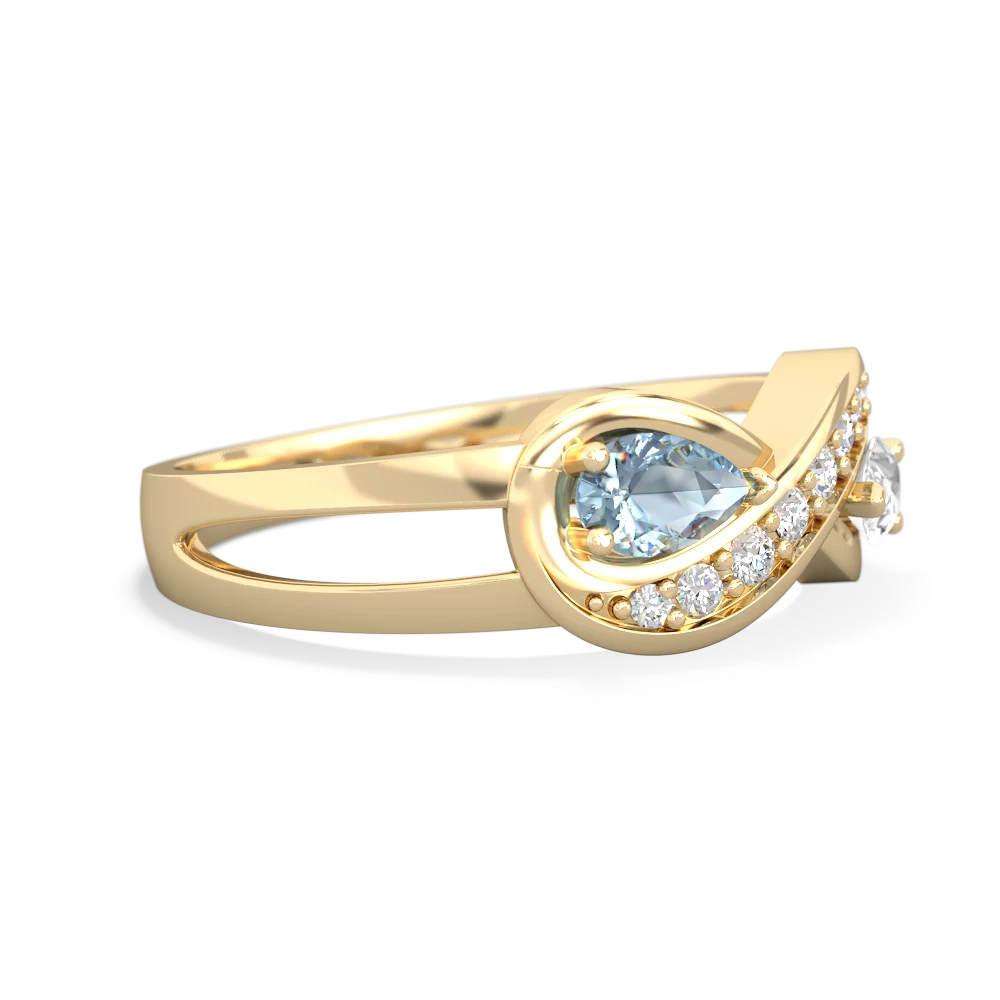 Aquamarine Diamond Infinity 14K Yellow Gold ring R5390