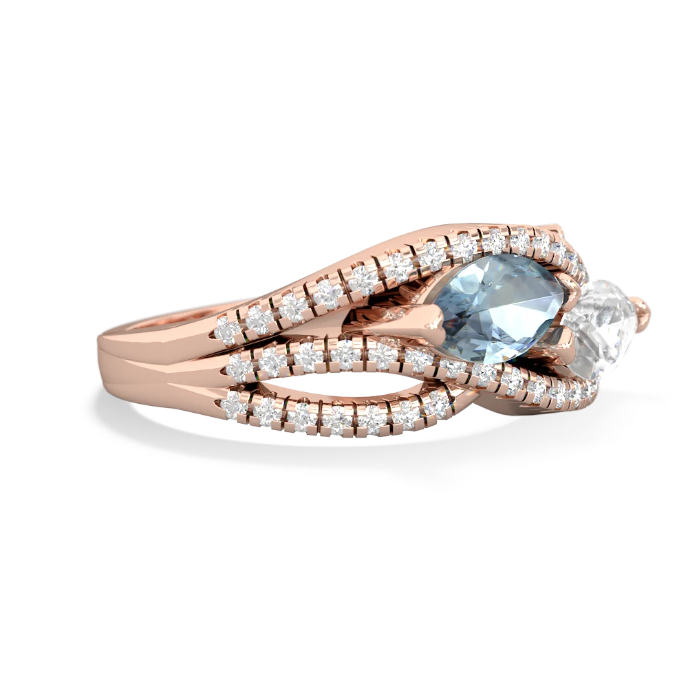 Aquamarine Diamond Rivers 14K Rose Gold ring R3070