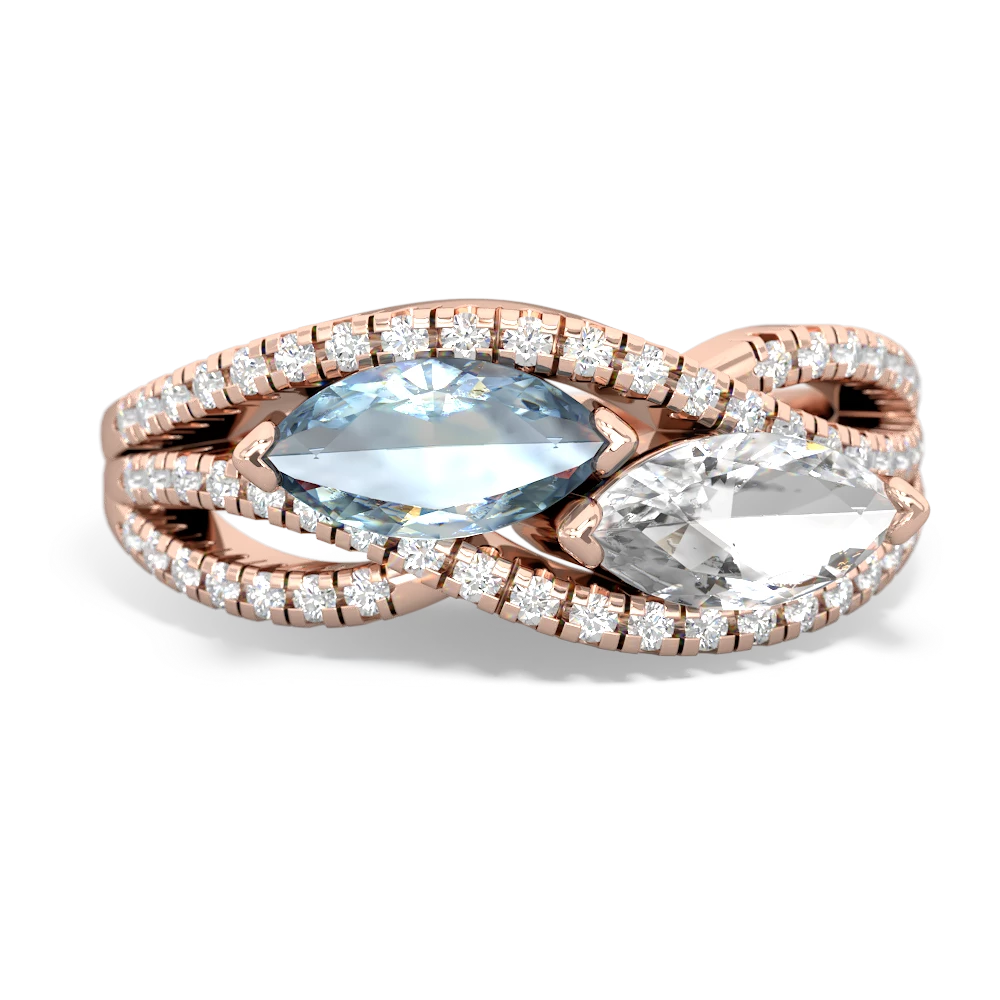 Aquamarine Diamond Rivers 14K Rose Gold ring R3070