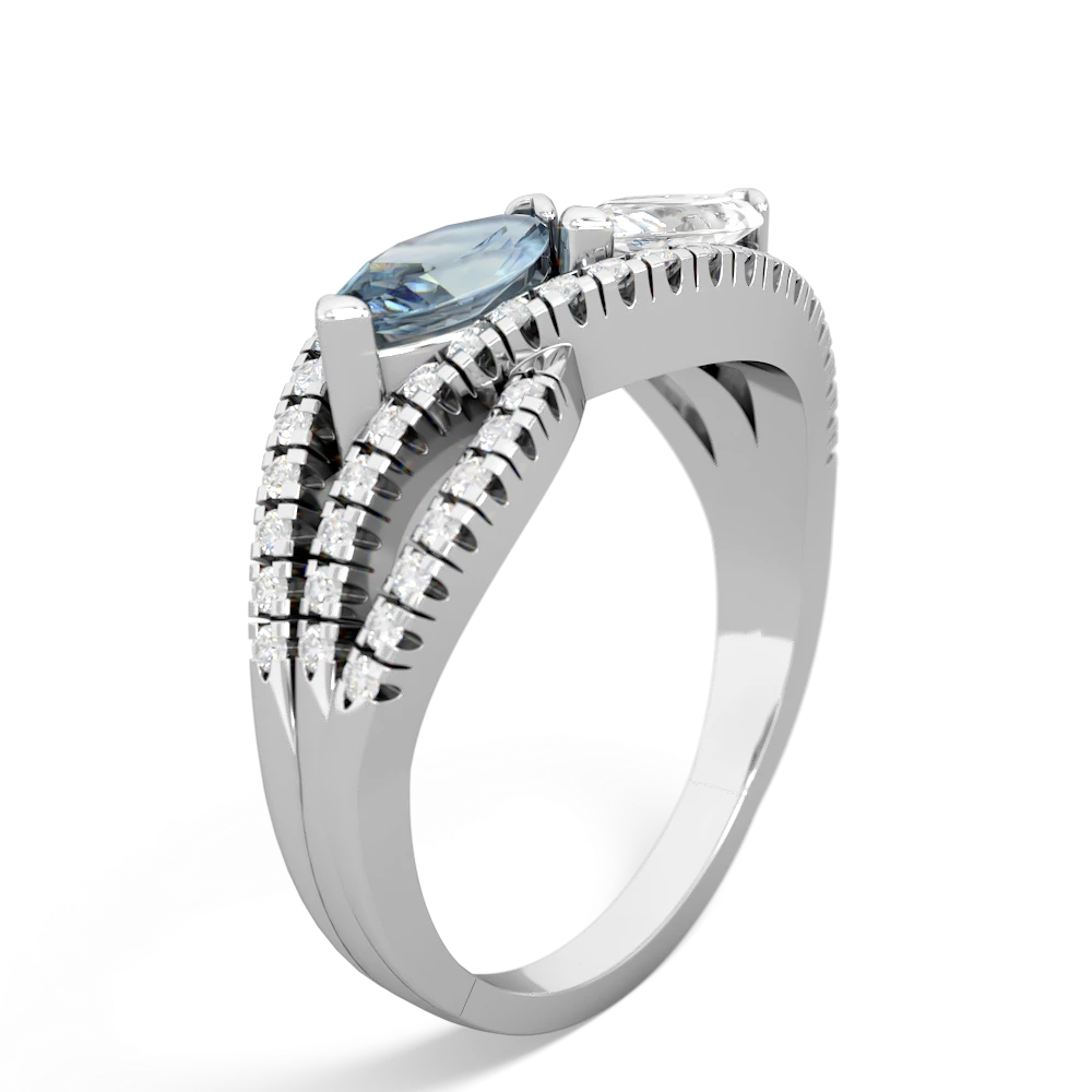 Aquamarine Diamond Rivers 14K White Gold ring R3070